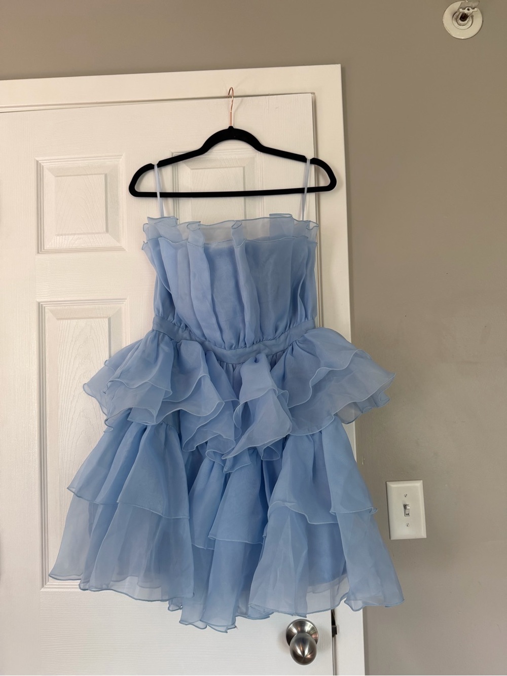 Selfie Leslie Baby Doll Light Pastel Blue Strapless Mini Dress NEW nwt